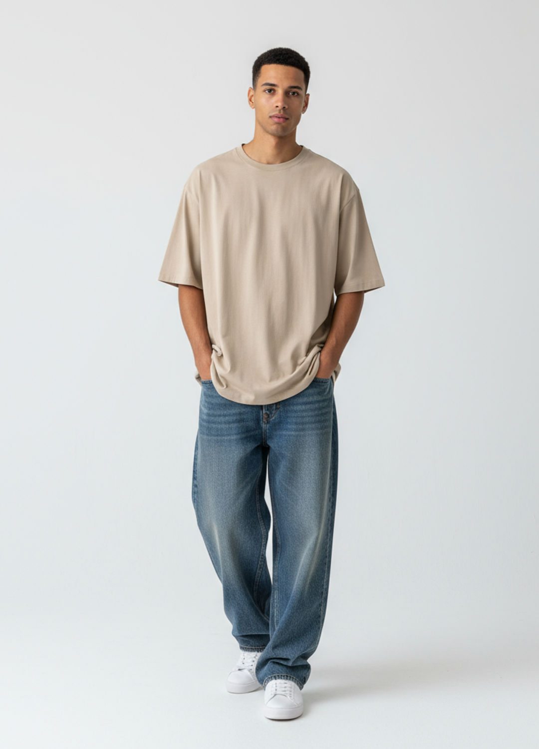 Earth Tone Ease: Sand Oversized Tee Fit